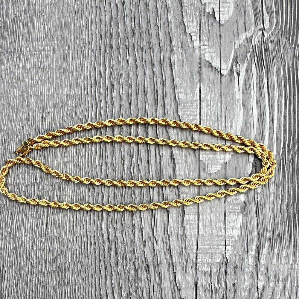 Heavy 29 inch Gold Plated Rope Chain Necklace Metal Chain Style 49 Grams (135)
